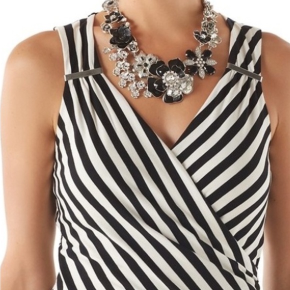 White House, Black market, black and white striped ruched tank top - Picture 9 of 15